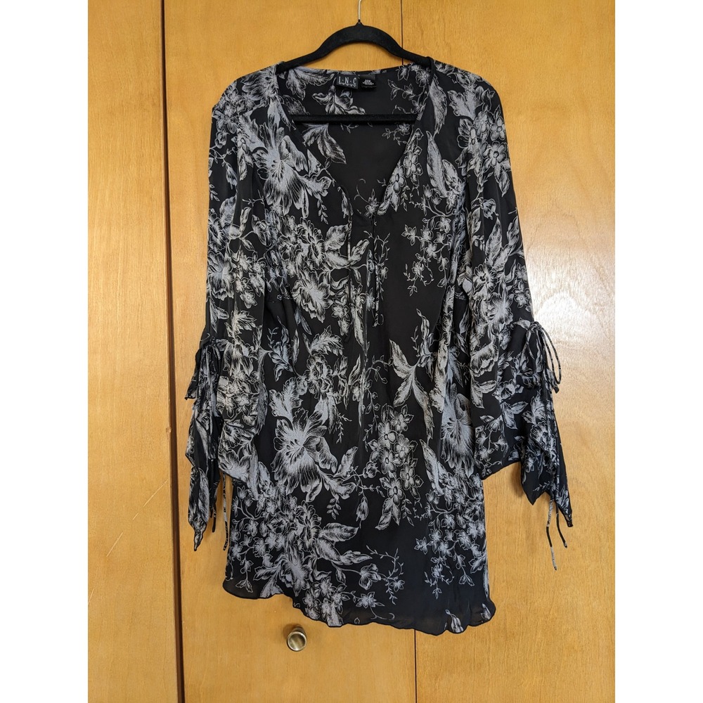 Vintage 90s INC International Concepts 100% Silk Whimsigoth Blouse Plus Size 22W